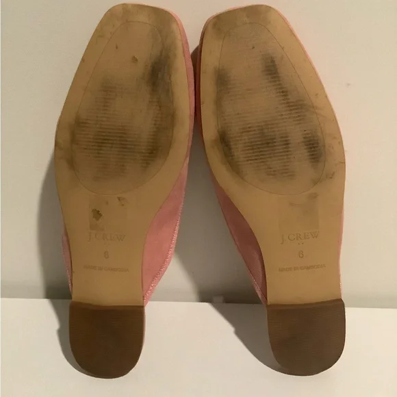 J. Crew Pink Suede Flat Mule Slides Size 6 - Picture 4 of 5